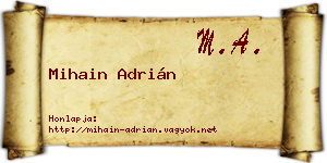 Mihain Adrián névjegykártya